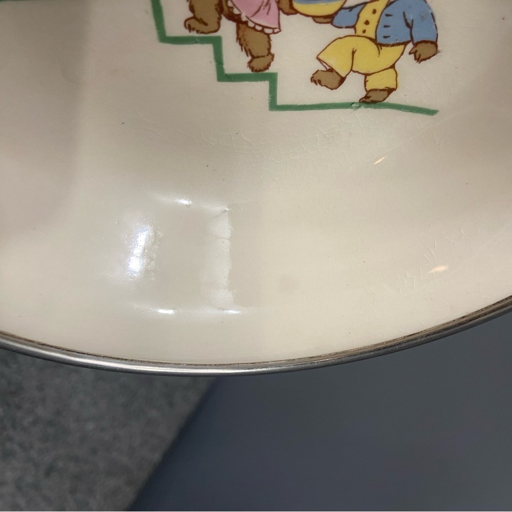 VTG Excello 3 Bears Baby/Child Warming Dish/Bowl on Steel Base Retro Cottagecore - Picture 12 of 17